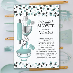 Modern Confetti Kitchen Bridal Shower Invitations