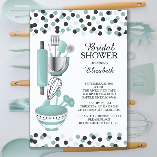 Modern Confetti Kitchen Bridal Shower Invitations