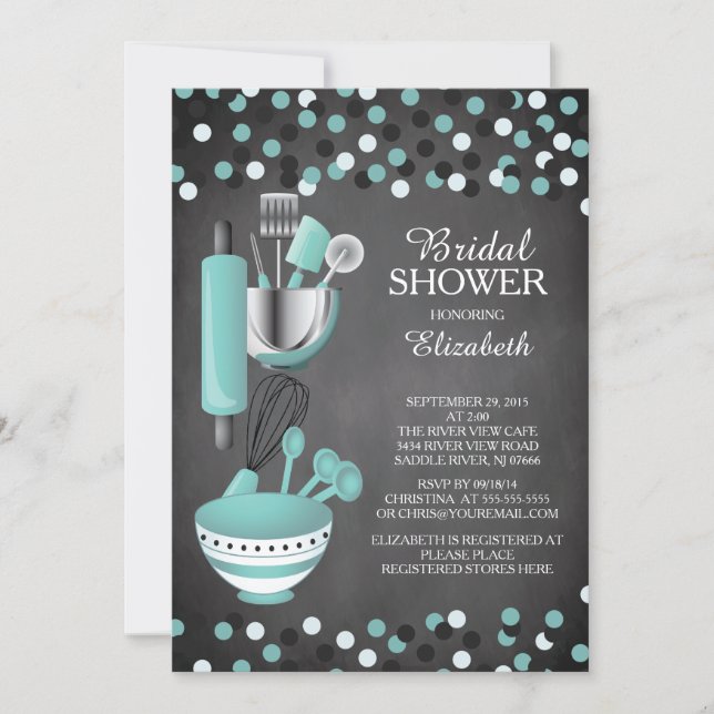 Modern Confetti Kitchen Bridal Shower Invitations (Front)