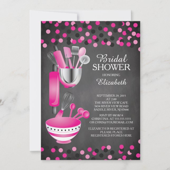 Modern Confetti Kitchen Bridal Shower Invitations (Front)