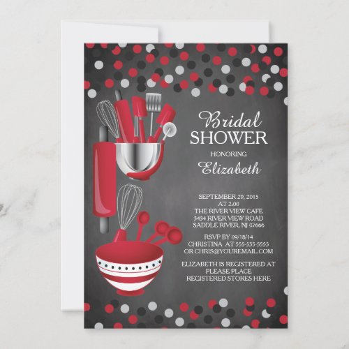 Modern Confetti Kitchen Bridal Shower Invitations