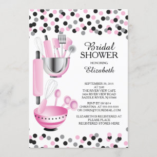 Modern Confetti Kitchen Bridal Shower Invitations