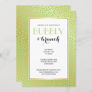 Modern Confetti Polka Dots Lime Gold Brunch Invitation