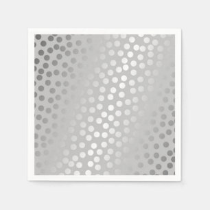 Modern Confetti Polka Dots Pattern Grey and Silver Napkins