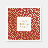 Modern Confetti Polka Dots Red and Gold