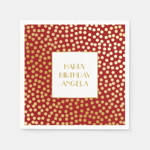 Modern Confetti Polka Dots Red and Gold Paper Napkins
