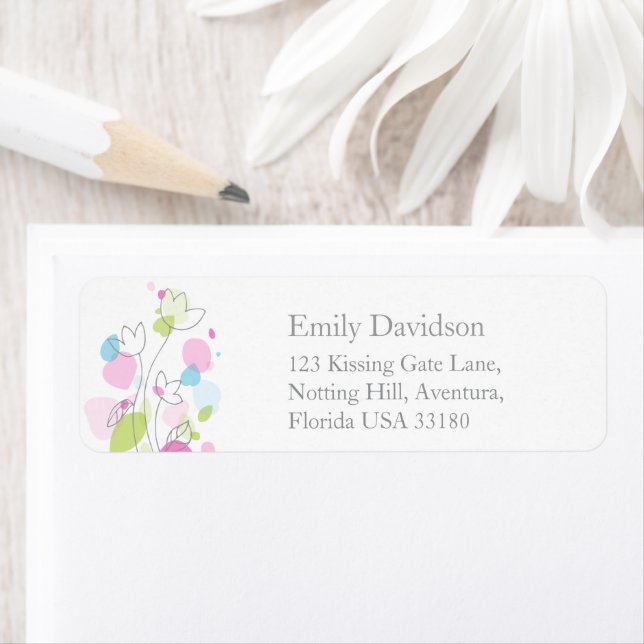 Modern confetti wedding slim return reply address label (Insitu)