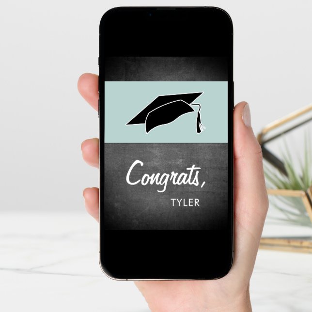 Modern Congrats Chalkboard Graduation Card (Front Digital)