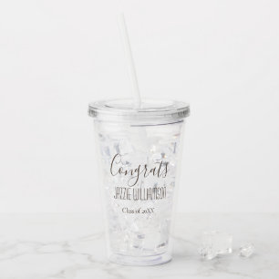 Modern Congrats Class of Personalized Grad Gift Acrylic Tumbler
