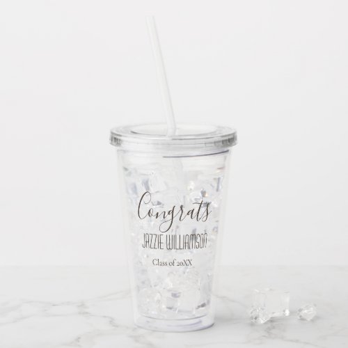 Modern Congrats Class of Personalized Grad Gift Acrylic Tumbler