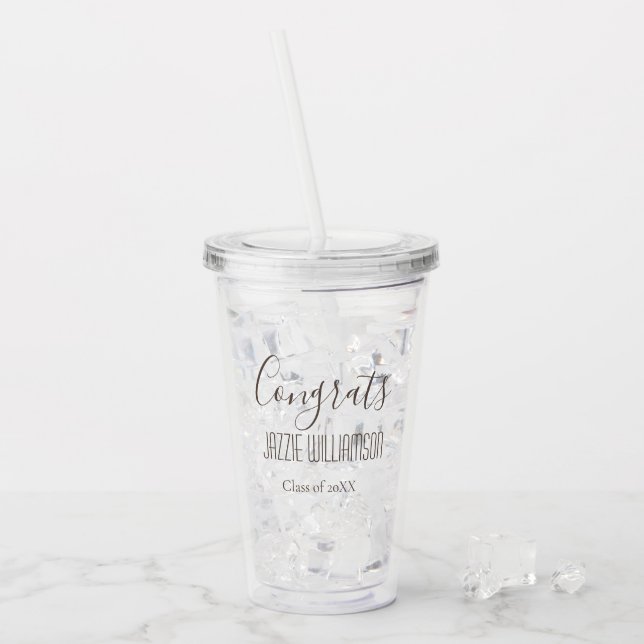 Modern Congrats Class of Personalized Grad Gift Acrylic Tumbler (Front Ice)