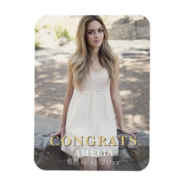 Modern Congrats Full Photo Graduation Magnet  (Vertical)