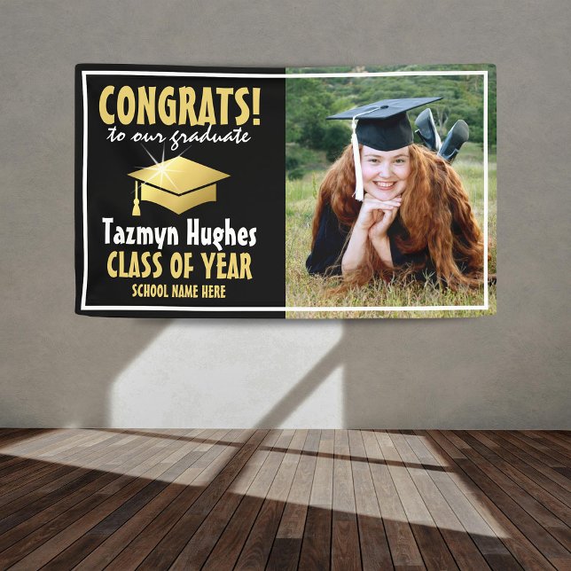 Modern Congrats! Gold 2026 Graduation Photo Banner (Creator Uploaded)