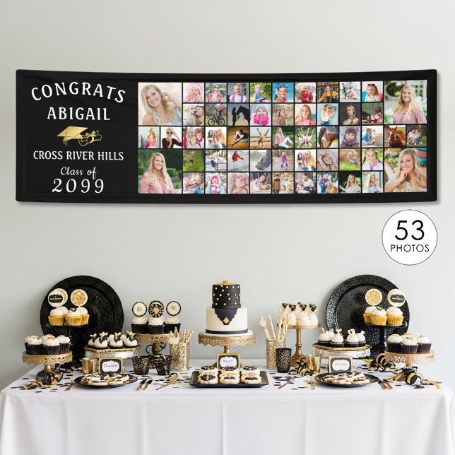 Modern CONGRATS GRAD 53 Photo Collage Banner (Creator Uploaded)