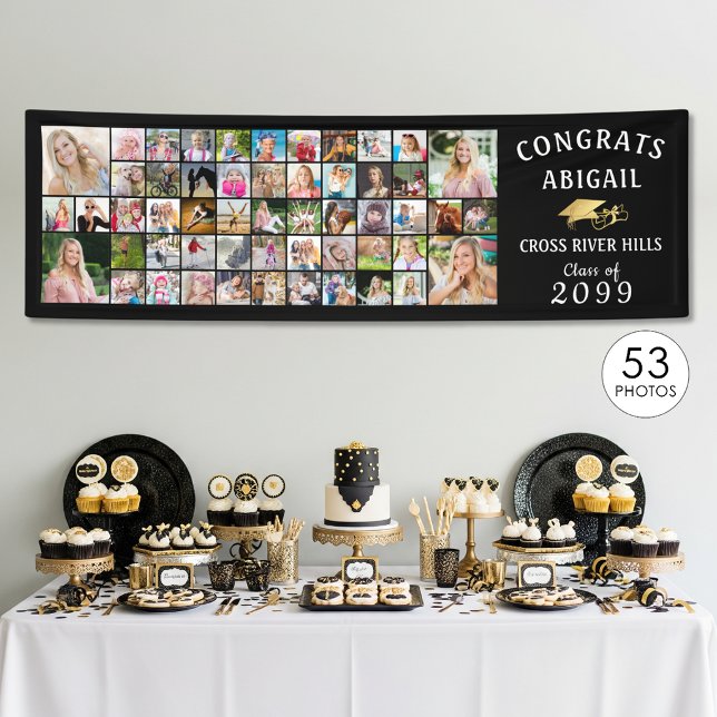 Modern CONGRATS GRAD 53 Photo Collage Banner (Creator Uploaded)