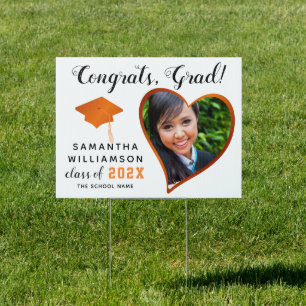 Modern Congrats Grad Class 2026 Photo Graduation Sign