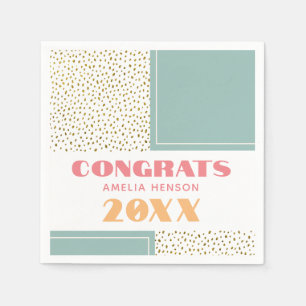Modern Congrats Grad Gold Glitter Graduation Party Napkins
