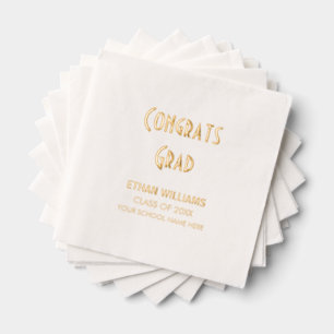 Modern "Congrats Grad", Graduation Foil Napkins