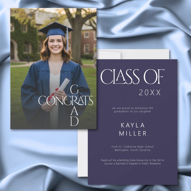 Modern Congrats Grad Graduation Photo Announcement (Creator Uploaded)