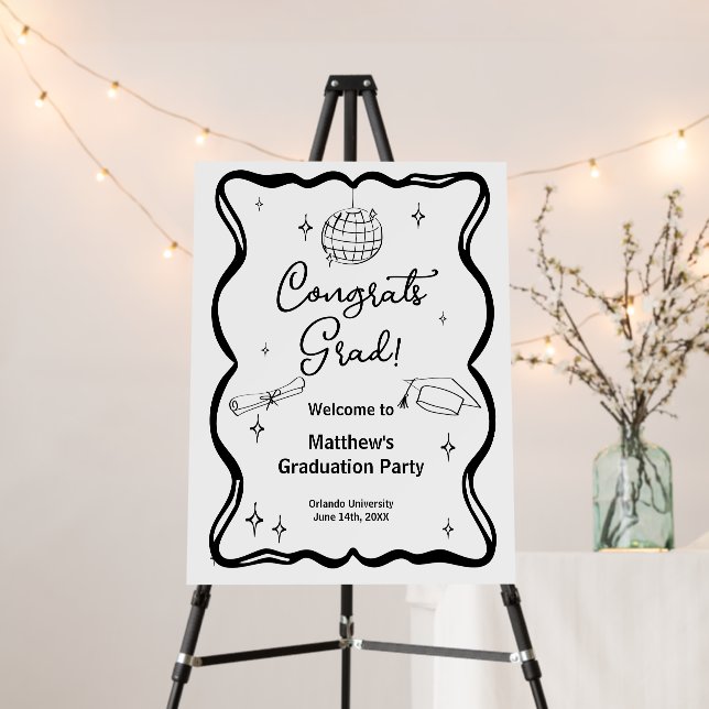 Modern Congrats grad! Graduation Welcome sign (In Situ (Stand))