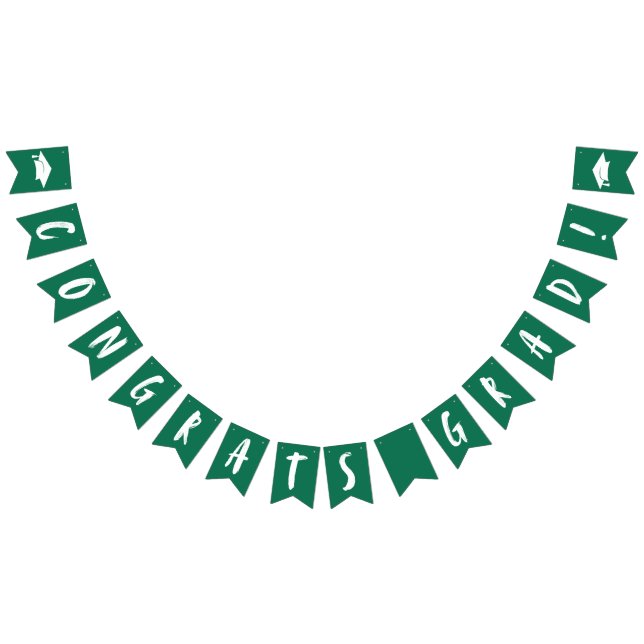 Modern Congrats Grad Green Graduation Bunting Flags (All)