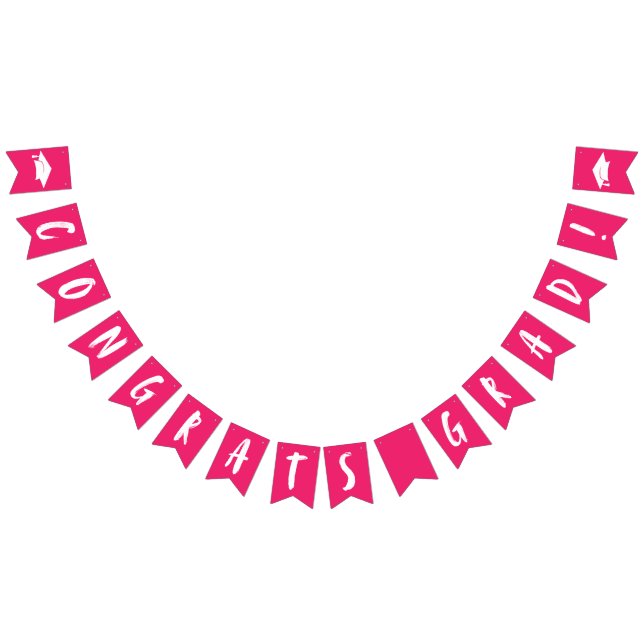 Modern Congrats Grad Hot Pink Graduation Bunting Flags (All)