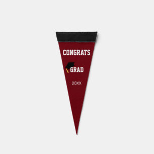 Modern Congrats Grad on Maroon Pennant Flag