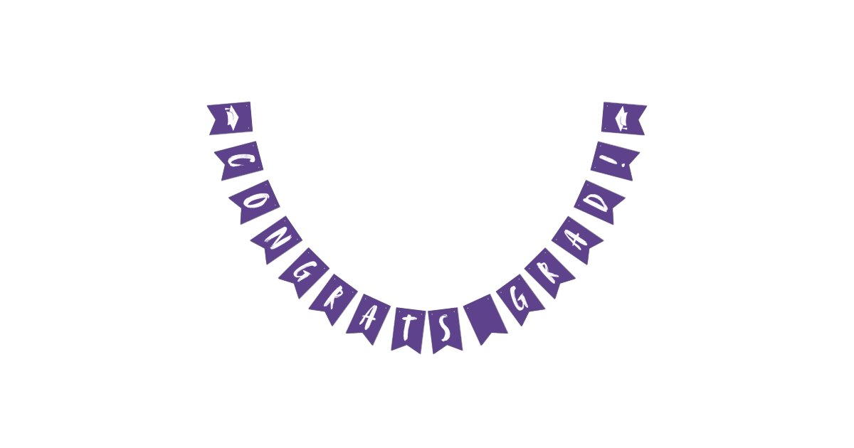 Modern Congrats Grad Purple Graduation Bunting Flags | Zazzle