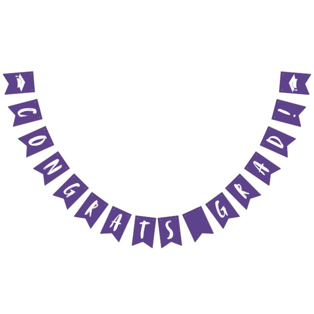 Modern Congrats Grad Purple Graduation Bunting Flags (All)