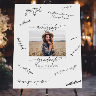 Modern Congrats Grad Script Photo Signature Foam Board