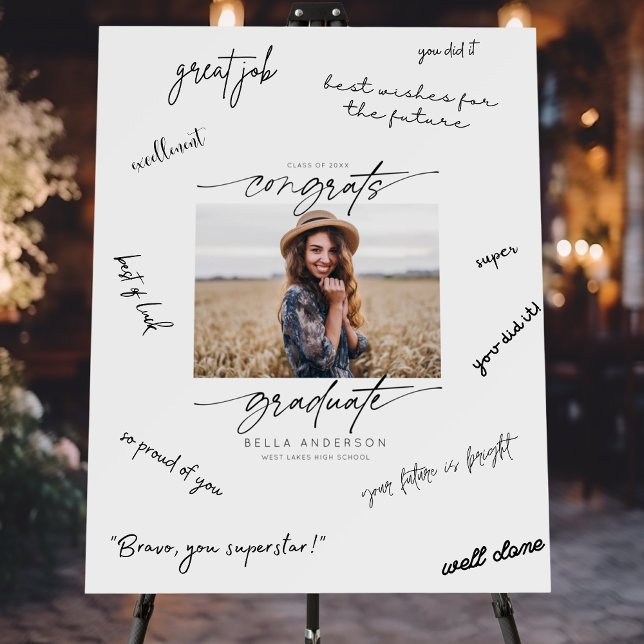 Modern Congrats Grad Script Photo Signature Foam Board (Creator Uploaded)