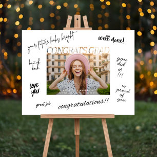Modern Congrats Grad Signature Guest Book Photo Foam Board