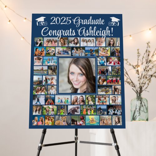 Modern Congrats Graduate 52 Photo Collage Blue
