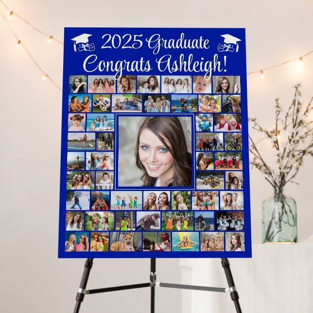 Modern Congrats Graduate 52 Photo Collage Royal Foam Board (In Situ (Stand))