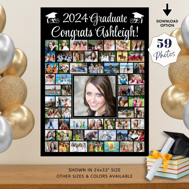 Modern Congrats Graduate 59 Photo Collage Custom Poster (Creator Uploaded)