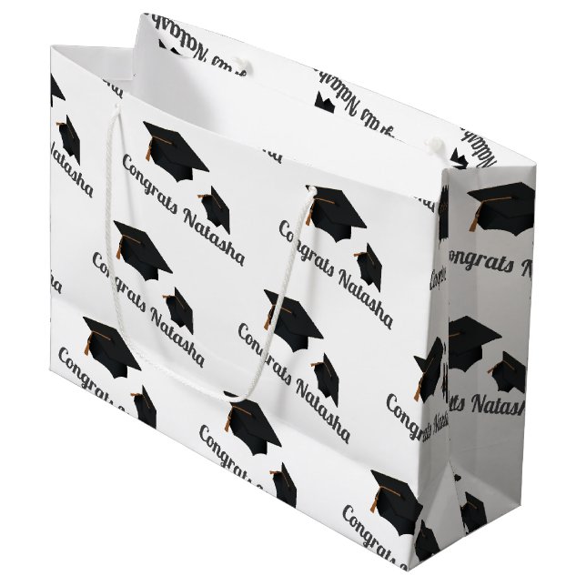 Modern congrats graduate's name  large gift bag (Front Angled)