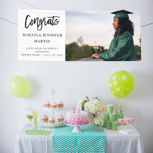 Modern Congrats H Photo Graduate Banner - White