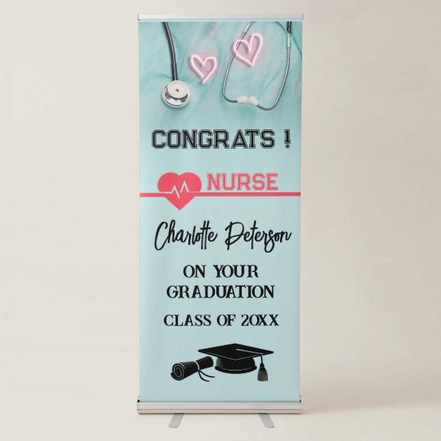 Modern Congrats Nurse Graduation  Retractable Banner (Front)