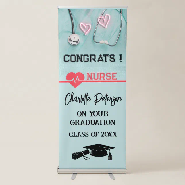 Modern Congrats Nurse Graduation Retractable Banner | Zazzle