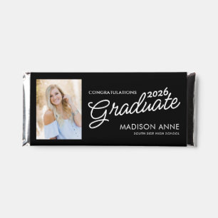 Modern Congratulation Graduate Script Photo Hershey Bar Favors