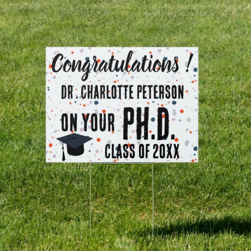 Modern Congratulation PhD Yard  Sign