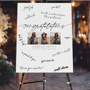 Modern Congratulations 3 Photo Script Signature Foam Board