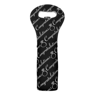 Modern Congratulations Engagement Ring Pattern Wine Bag