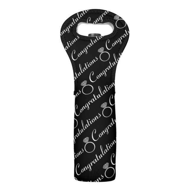 Modern Congratulations Engagement Ring Pattern Wine Bag (Front)