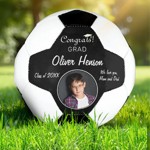 Modern Congratulations Grad Graduation Photo Soccer Ball
