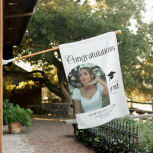 Modern Congratulations Grad Photo Graduation Arch House Flag