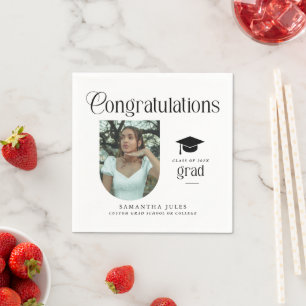 Modern Congratulations Grad Photo Graduation Arch Napkins
