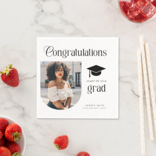 Modern Congratulations Grad Photo Graduation Arch Napkins