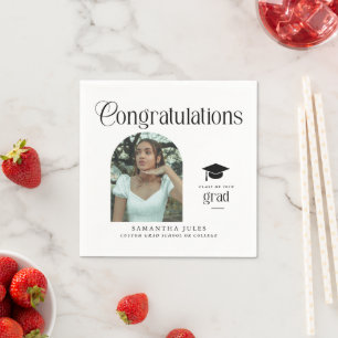Modern Congratulations Grad Photo Graduation Arch Napkins