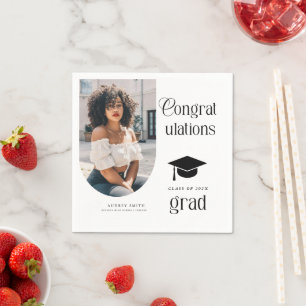 Modern Congratulations Grad Photo Graduation Arch Napkins